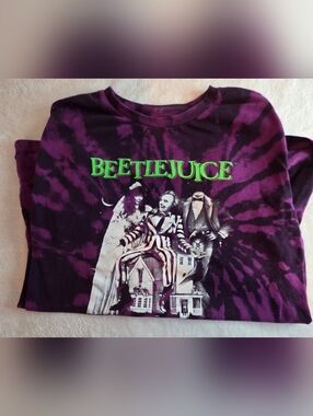 Beetlejuice Tie Dye Graphic T-Shirt Purple Black Movie Tee Size M